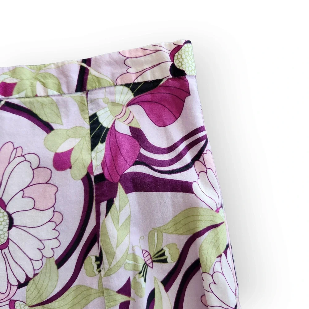Vintage Byerwear Cotton Pink Butterfly Floral A-Line Skirt 28 - Picture 6 of 9